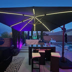 PURPLE LEAF 10 Feet Patio Umbrella with Base Outdoor Cantilever Solar Powered LED Square Umbrella Aluminum Offset Umbrella with 360-degree Rotation for Garden Deck Pool Patio Navy - Image 3