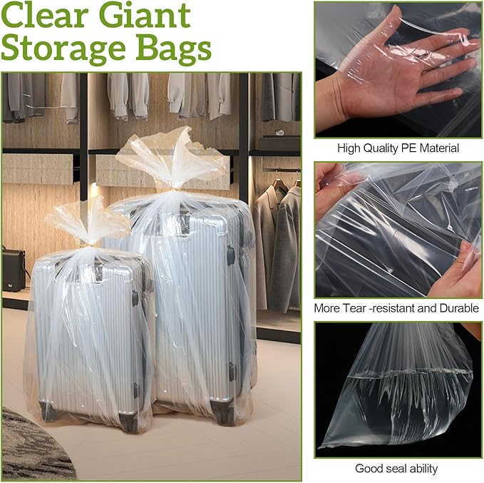 Fainne 10 Pack Extra Large Clear Plastic Storage Bags 55 x 67 Inch 2.75 Mils - Image 3