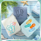 3 Pack Coastal Hand Towels for Bathroom 100% Cotton Embroidered Beach Bathroom - Image 4
