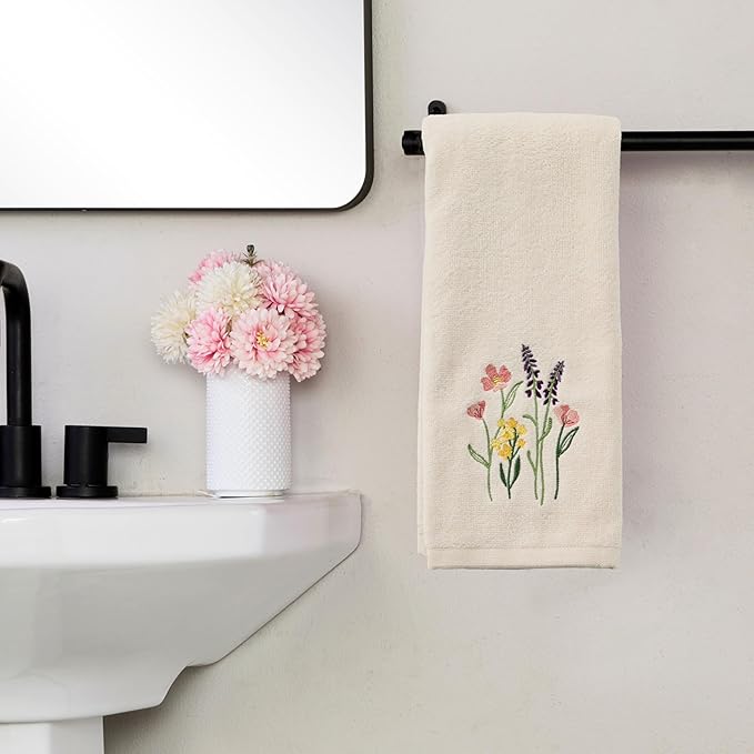 SKL Home Meadow Bouquet 100% Cotton Embroidered 2pc Hand Towel Set, Decorative - Image 4