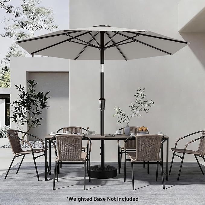 AreShark 9 FT Patio Umbrella for Outdoor, Outdoor Table Umbrella with Push Button Tilt and Crank, Outdoor Patio Umbrellas with 8 Sturdy Ribs for Market, Garden, Pool (Light Gray) - Image 6