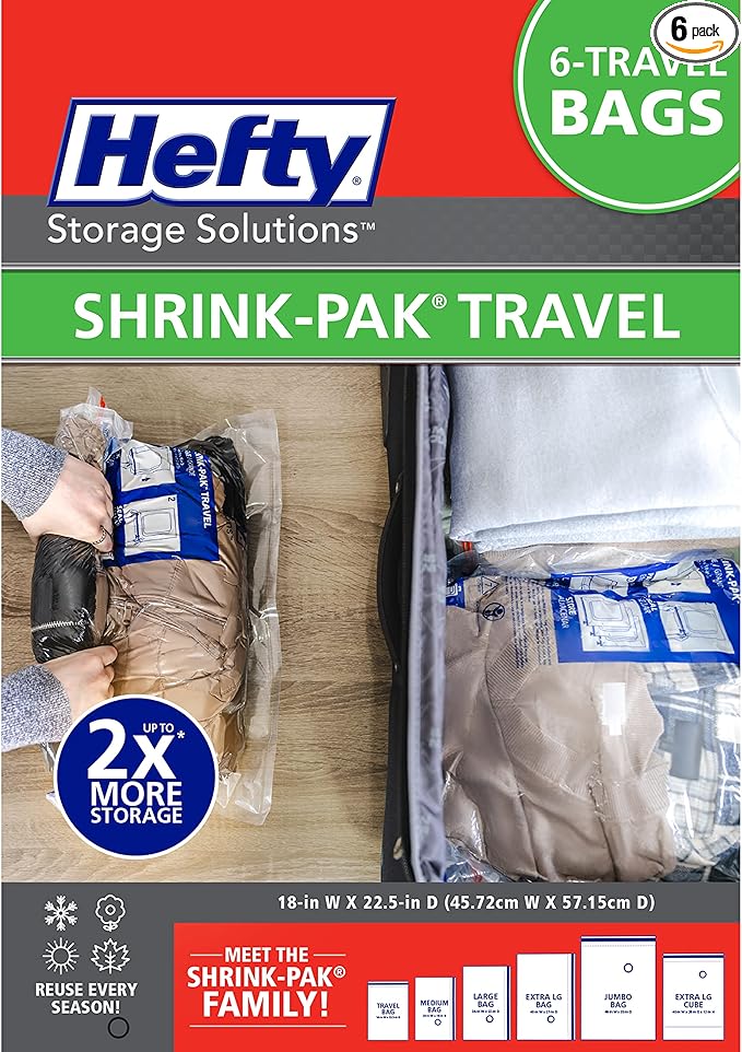 Hefty Shrink-Pak Large Travel Bags by Hefty