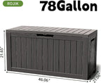 ROJIK Outdoor Storage Housing Deck Box - Waterproof Patio Furniture, Garden Tools, Cushions, Pool Accessories Storage Bench with Lockable Lid and Side Handles (Black 78 Gal) - Image 2
