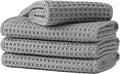 Microfiber Waffle Face Towels, 4 Pieces, Fast Drying, Lint Free 430 GSM by Unknown