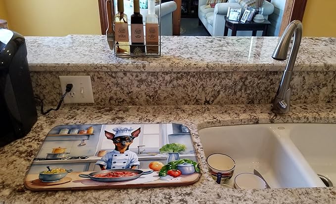 Caroline's Treasures DAC6286DDM Miniature Pinscher The Chef Dish Drying Mat - Image 2