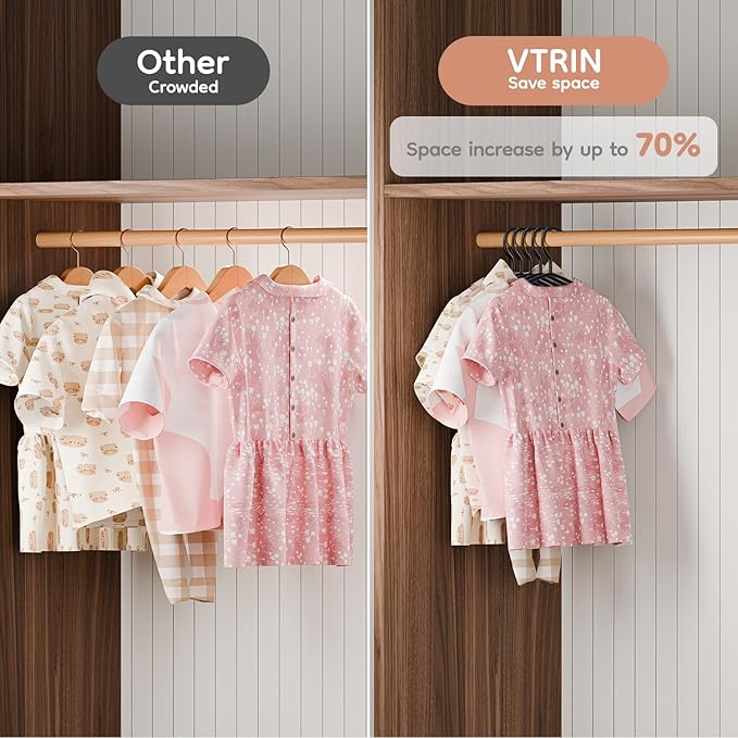 VTRIN Baby Hangers 60 Pack Large Capacity Hard Plastic Kids Hangers Suitable - Image 6