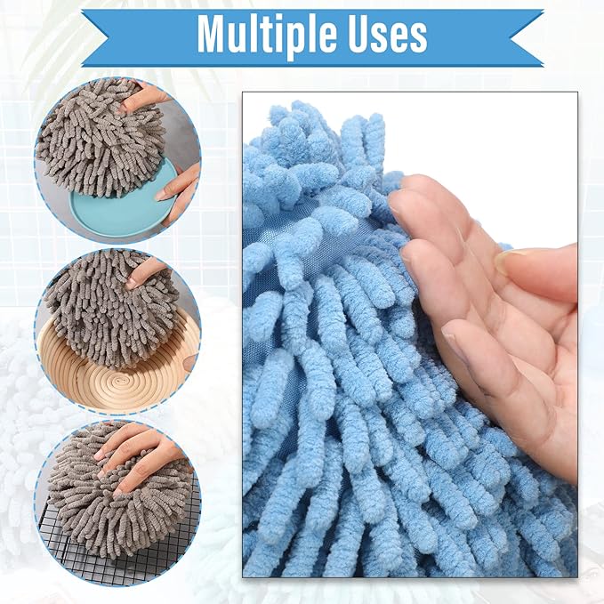 Macarrie 12 Packs Fluffy Towel Chenille Hand Towel Absorbent Fast Drying Hand - Image 4