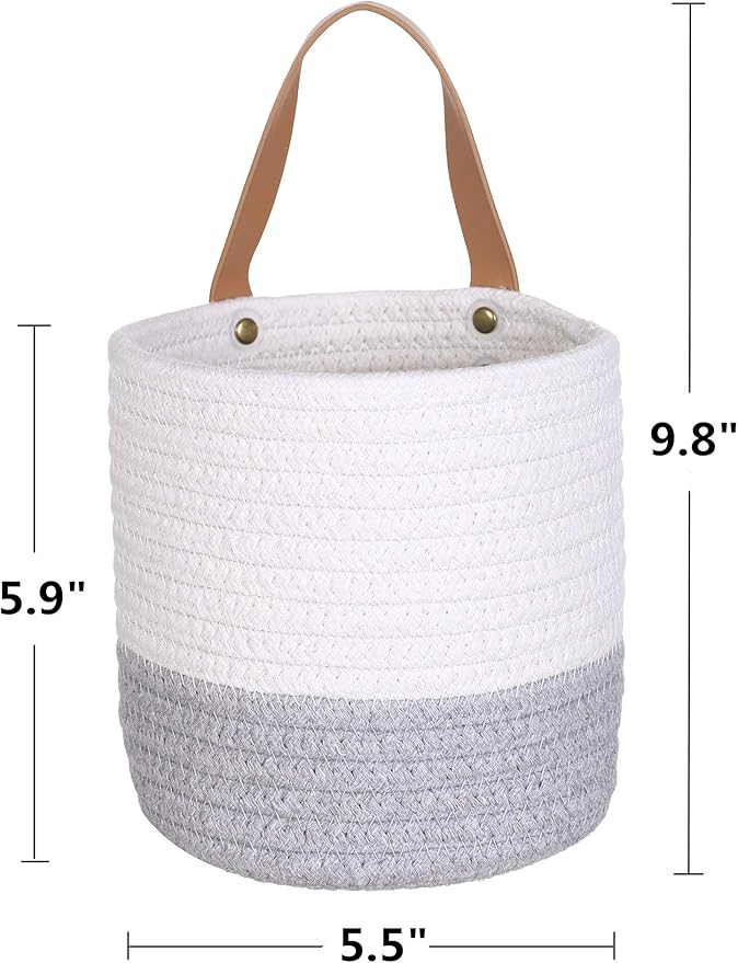 2pack Small Hanging Basket-Cotton Rope Wall Basket - Image 2