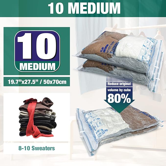 Vacuum Storage Bags, 10 Medium Space Saver Vacuum Seal Bags, Space Bags - Image 2