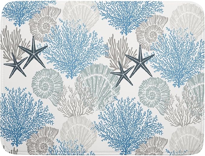 Coastal Blue Gray Dish Drying Pad 18 x 24 Inch by APORTT