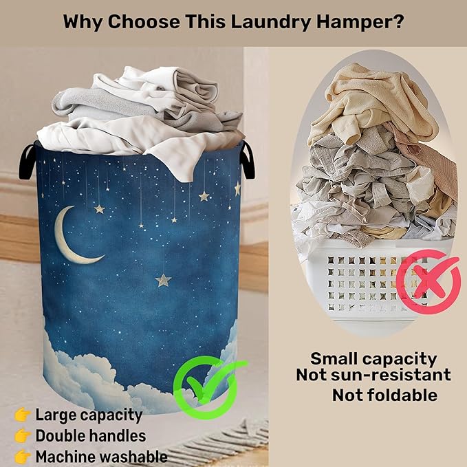 Starry Stars Moon Laundry Basket - Image 3