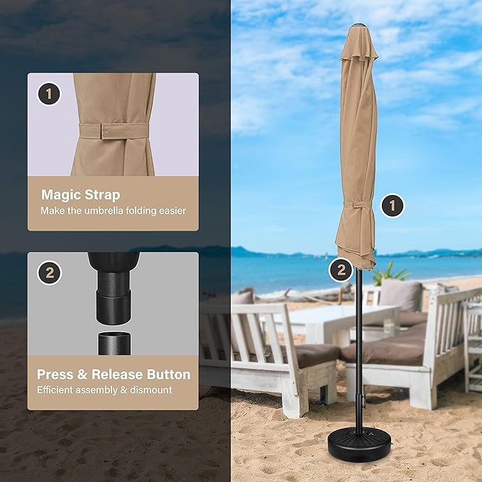 Simple Deluxe 9' Patio Umbrella Outdoor Table Market Yard Umbrella with Push Button Tilt/Crank - Image 5