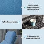 Upgraded Outdoor Recliner Chair, Reclining Patio Chairs with Adjustable Back up to 150°Lay Flat and Extended Footrest, Wicker Recliner Chairs with Flip Table and Removable Olefin Cushion - Image 4