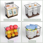 Wall Hanging Baskets 3 Pack, Diversified Wire Basket Shelves of Wooden Style - Image 6