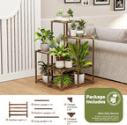 Bamworld Corner Plant Stand Indoor Outdoor Plant Shelf Small Plant Table for Multiple Plants Wooden Plant Holder for Garden Patio Lawn Window Plants Gift,Brown - Image 7