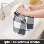 Homaxy 100% Cotton Waffle Weave Check Plaid Kitchen Towels, 13 x 28 Inches - Image 3