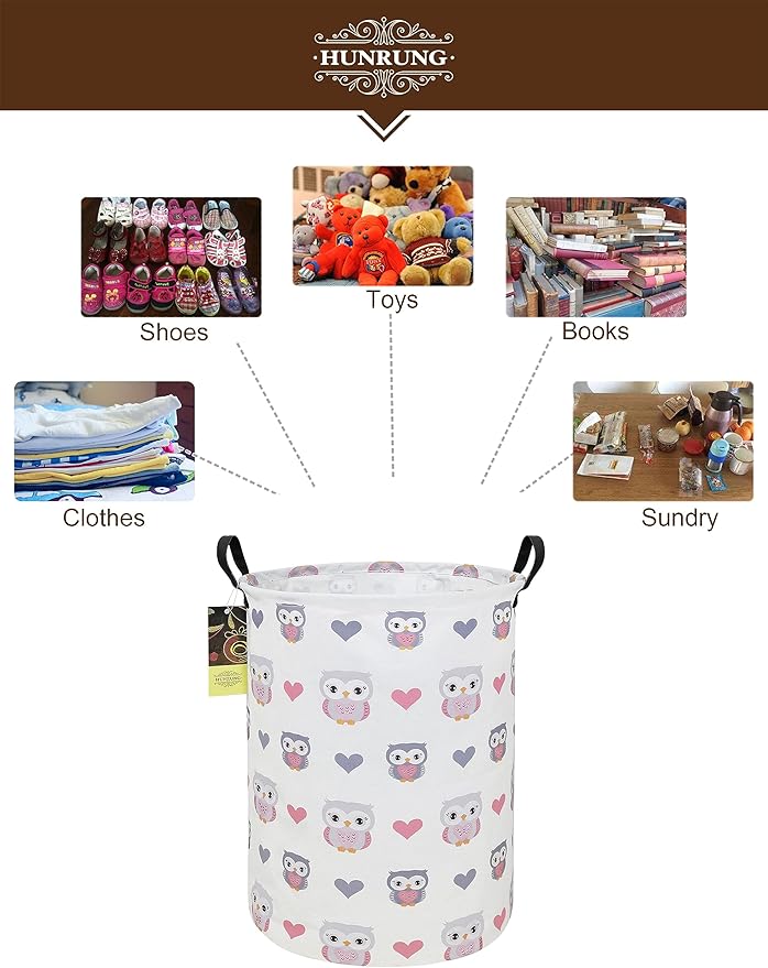 HUNRUNG Laundry Hamper, Large Canvas Fabric Lightweight Storage Basket Toy - Image 3