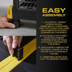 BLACK & YELLOW 5-Tier Heavy Duty Plastic Storage Shelving Unit, 5 Shelves Support up to 100lb/shelf, Organization and Storage, Weather-Resistant Design, Easy Assembly, American Made (72H x 24W x 20D) - Image 6