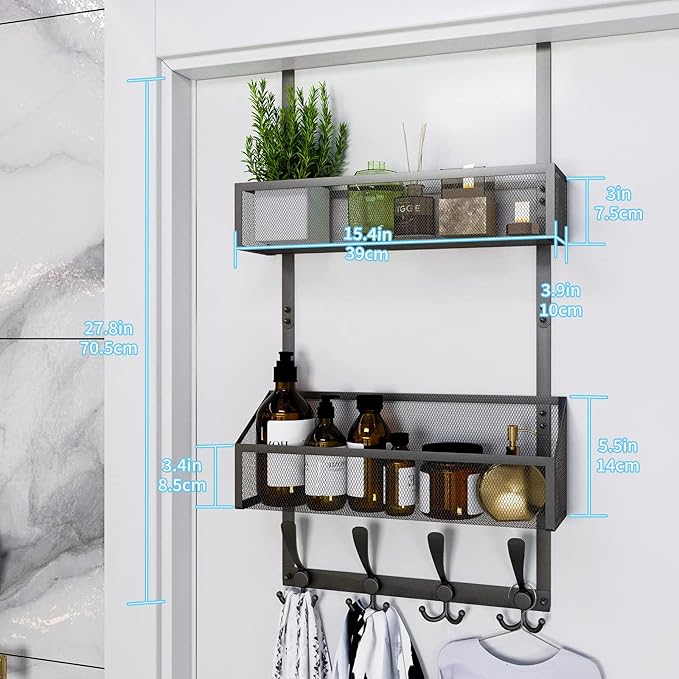 Over The Door Hooks Organizer, Coat Rack Over The Door Storage Hanger Towel Rack - Image 4
