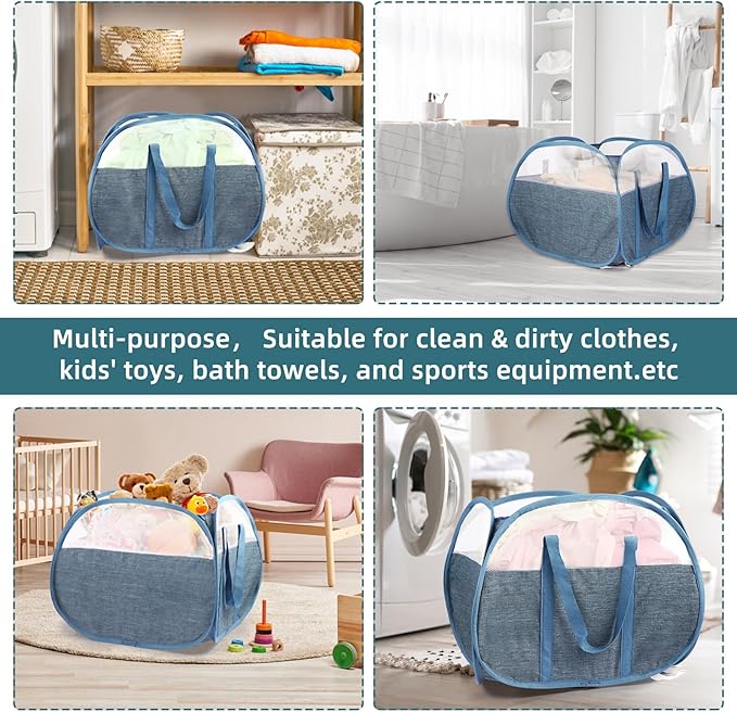 Durable Collapsible Laundry Basket, 90L Clothes Hampers - Image 7