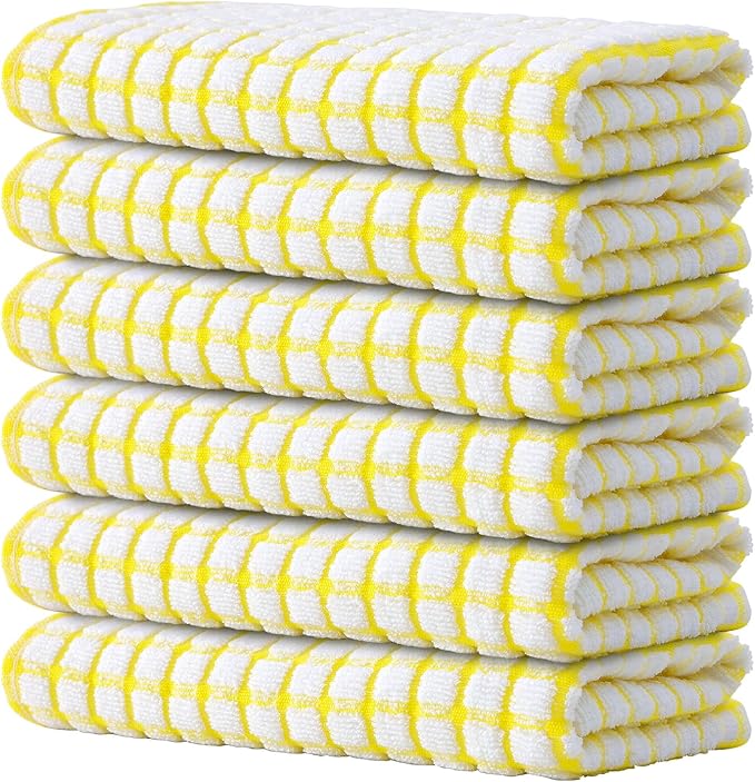 Kitinjoy Cotton 6 Pack Terry Kitchen Towels, 16 x 25 Inches Super Soft and by Kitinjoy