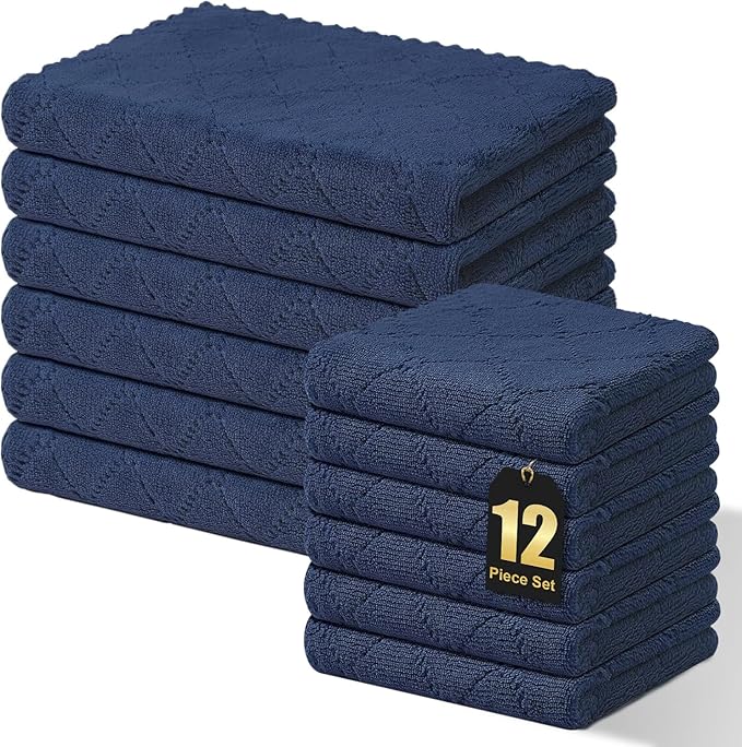 Homaxy Kitchen Towels and Dishcloths Set, 10 x 10 and 13 x 19 Inches, No Lint by Homaxy