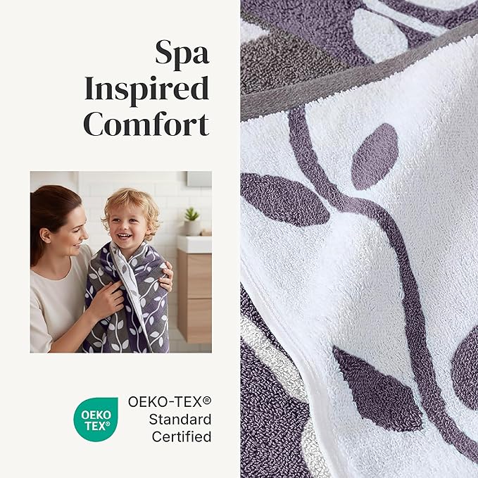 Modern Threads Organic Vines 6-Piece 100% Cotton Towel Set – Yarn Dyed Jacquard - Image 4