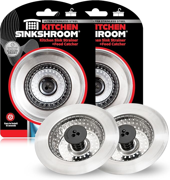 SinkShroom Revolutionary Clog-Free Sink Strainer Basket, Stainless Steel by SinkShroom