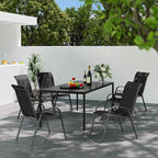 Patio Dining Chairs Set of 6, Outdoor Stackable Dining Chairs High Back, Patio Furniture for Backyard, Porch, Garden, Poolside (Dark Grey) - Image 2