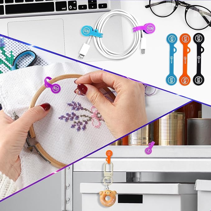 SUNFICON 18 Pack Magnetic Cable Clips Cable Organizers Earbuds Cords Winder - Image 7