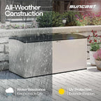 Suncast 160-Gal. Resin Extra-Large Outdoor Patio Deck Box with Pad-Lockable Lid, Modern Reeded Outdoor Patio Bench/Storage Box for Cushions, Garden Tools, and More, Iron Ore/French Gray - Image 4