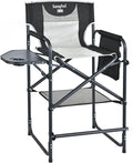 SUNNYFEEL Tall Camping Directors Chair, Portable Folding Artist Makeup Chair with Side Table, Pocket, Footrest, Heavy Duty for Beach,Trip,Picnic,Concert Outdoor Foldable Camp Lawn Chairs by SunnyFeelCamping