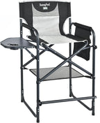 SUNNYFEEL Tall Camping Directors Chair, Portable Folding Artist Makeup Chair with Side Table, Pocket, Footrest, Heavy Duty for Beach,Trip,Picnic,Concert Outdoor Foldable Camp Lawn Chairs by SunnyFeelCamping