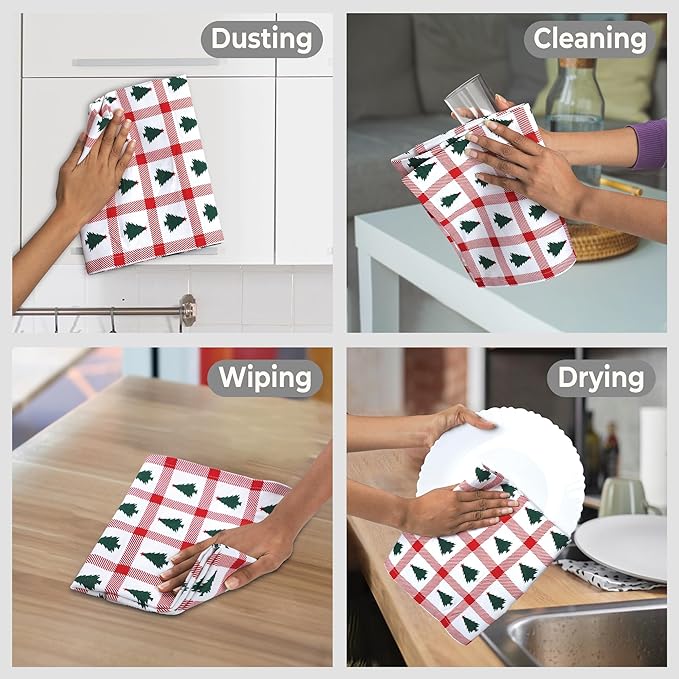 Urban Villa Christmas Kitchen Towels Christmas Tree Print Premium Quality 100% - Image 6