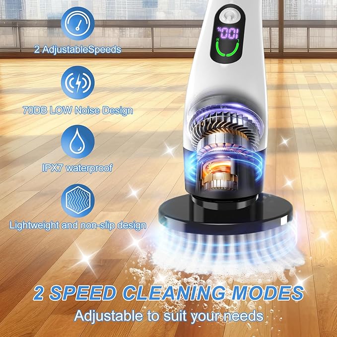 Electric Spin Scrubber with Power LCD Display, Cordless Bathroom Cleaning Brush - Image 8