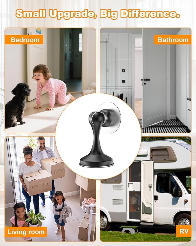 Crosize Magnetic Door Stoppers 8 Pack, Stainless Steel Door Stops - Image 7