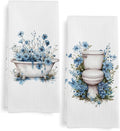 Blue Floral Hand Towels for Bathroom Set of 2, Flower Botanical Dish Tea by Unknown