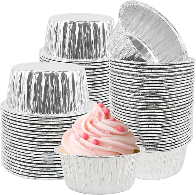 Aluminum Foil Baking Cups, 150 Pack Disposable 5 Oz Ramekins Aluminum Cupcake by IMPOFFI
