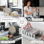 Dorai Home Collapsible Dish Drying Rack and Stone Dish Pad – Large Foldable - Image 3