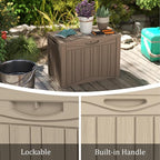 TARKARI 50 Gallon Lockable Resin Deck Box, Waterproof & UV-Resistant Outdoor Storage Box for Outdoor Cushion Storage, Garden Tools & Pool Accessories Storage, Gray - Image 5