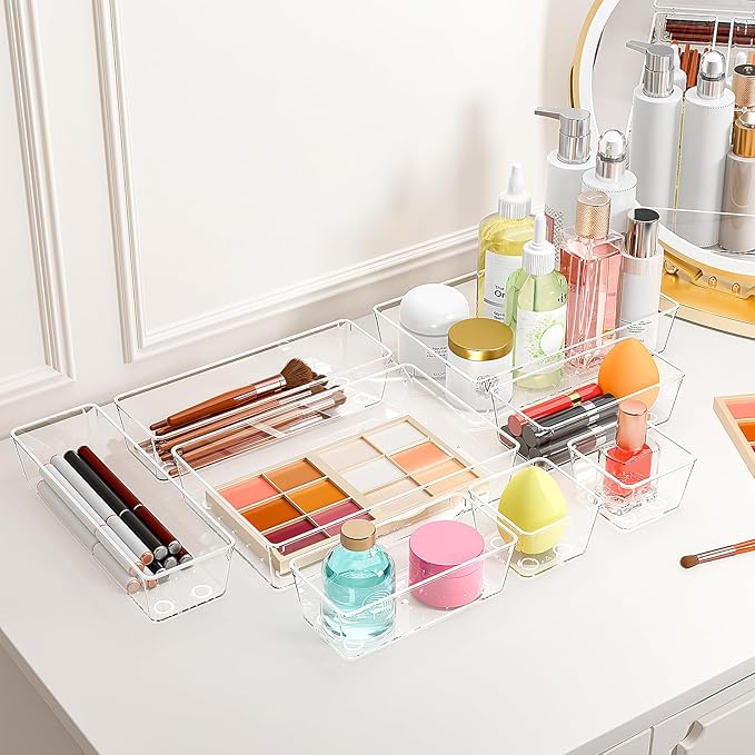 Clear Plastic Drawer Organizers Set of 45 Vanity Organizers Stackable Storage - Image 5