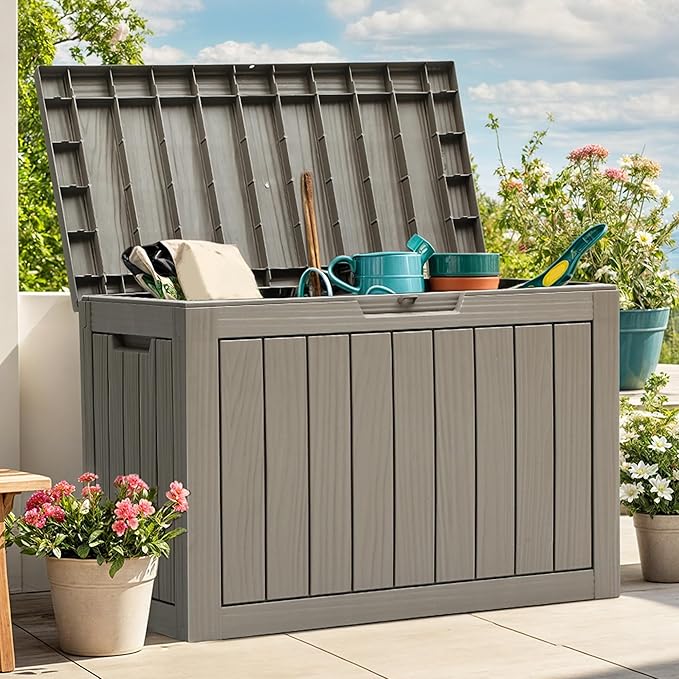 YITAHOME 45 Gallon Deck Box, Outdoor Storage Box for Patio Cushions, Outdoor Tools, Gardening Tools, Sports Equipment, and Throw Pillows, Lockable and Waterproof, Brown - Image 2