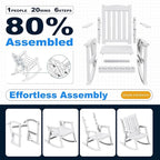 Devoko PP Material Rocking Chair Outdoor Indoor All Weather High Back Patio Rocker for Adult Heavy Duty Rocking Chair for Patio Backyard Porch Garden (Heavy Duty, White) - Image 5