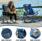 Portal Outdoor Rocking Chair Camping Folding Portable Rocker with Cup Holder Side Pocket Carry Bag, Support 350LBS, Blue - Image 6