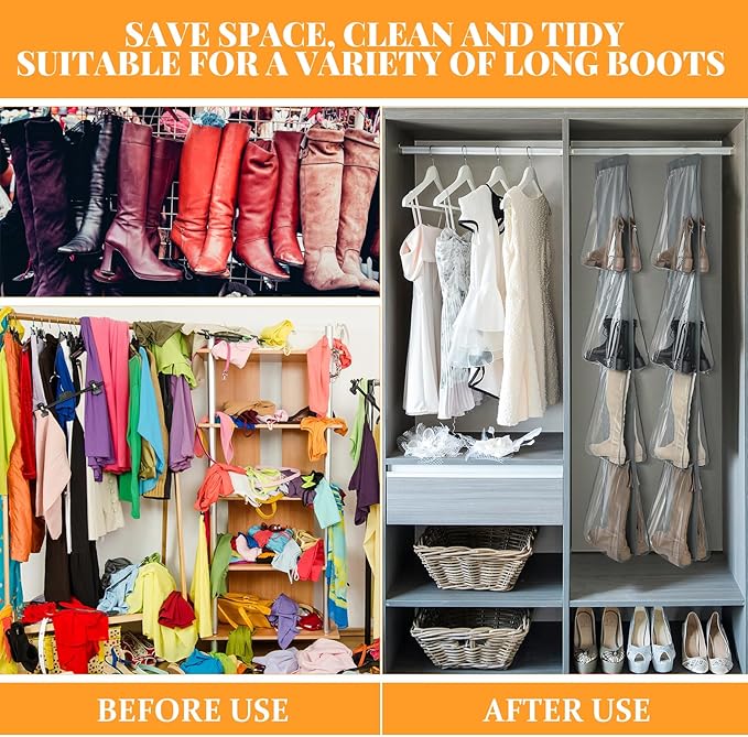 Windyun Sets 16 Large Clear Pockets Fabric Dual Sided Hanging Shoe Rack - Image 3