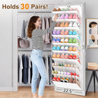 20-30 Pairs Over the Door Shoe Organizer, 10-Tier Door Shoes Rack, Handing - Image 2