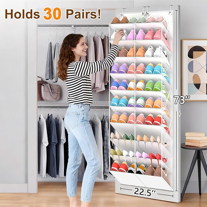 20-30 Pairs Over the Door Shoe Organizer, 10-Tier Door Shoes Rack, Handing - Image 2