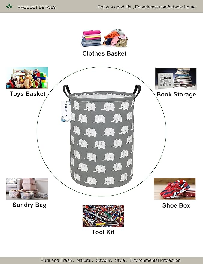 Round waterproof laundry basket, foldable storage basket, laundry Hampers - Image 3