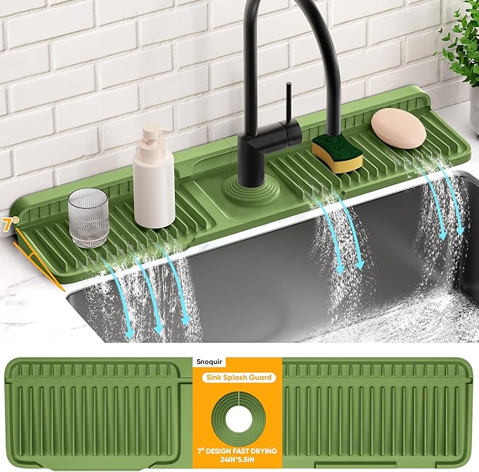 24'' Longer Faucet Mat for Kitchen Sink Splash Guard Kitchen Sink Faucet Mat - Image 9