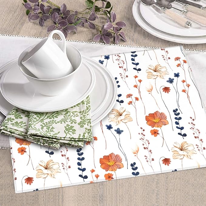 Watercolor Orange Floral Dish Drying Mat - Image 3